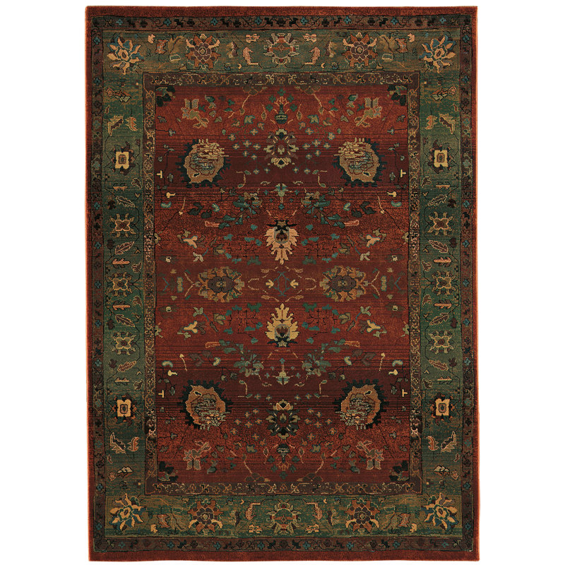Bloomsbury Market Rosabel Performance Rust/Green/Blue Rug & Reviews Wayfair